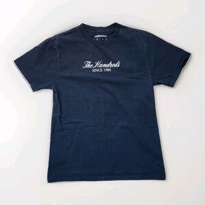 The Hundreds T-Shirt Navy Blue Short Sleeve White Spellout Graphic Front Sz M